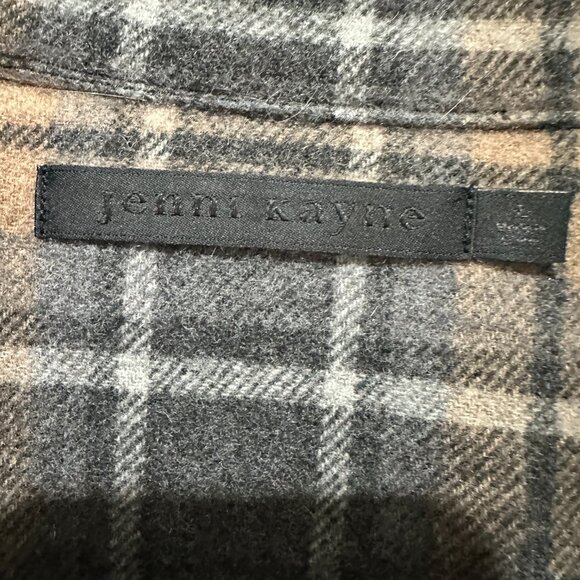 Jenni Kayne O'Keefe Plaid Wool Blend Shacket Flannel Button Up Shirt Size Large - Picture 3 of 7